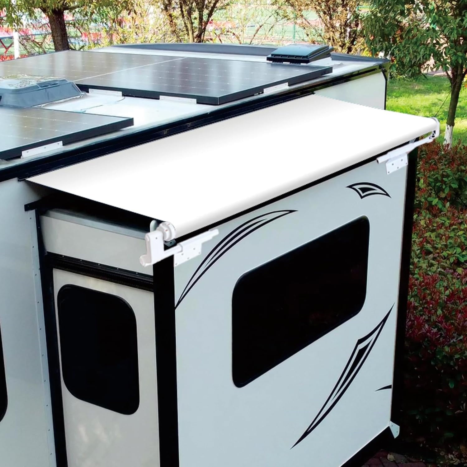 Dulepax RV Slide Out Awning Camper Topper Modular Slide Out Awning Kit for RVs,5th Wheels,Travel Trailers and Motorhomes-White,11'3''(10'7''Fabric)