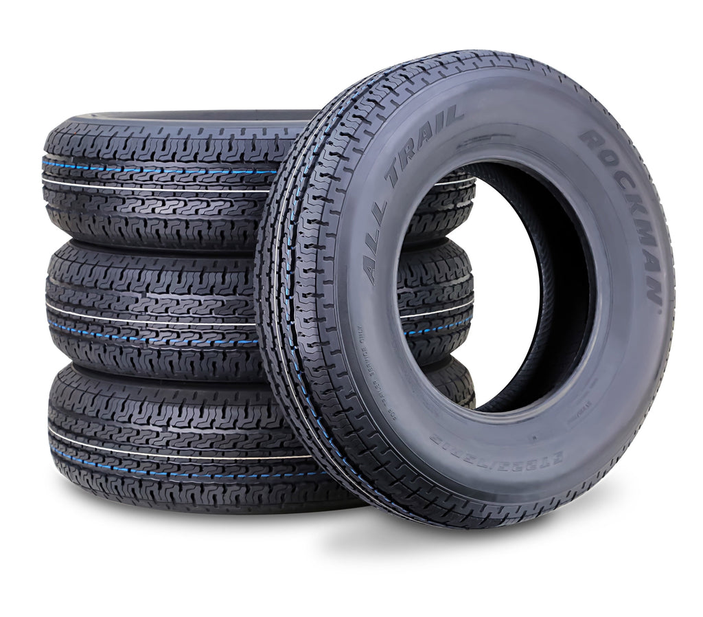 ROCKMAN Trailer Tire ST225/75R15 10-Ply Load Range E 117M Steel Belted Radial 11168, Set4